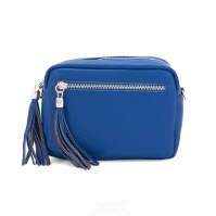 Double Tassel Leather Bag - Cobalt Blue (SILVER HARDWARE)